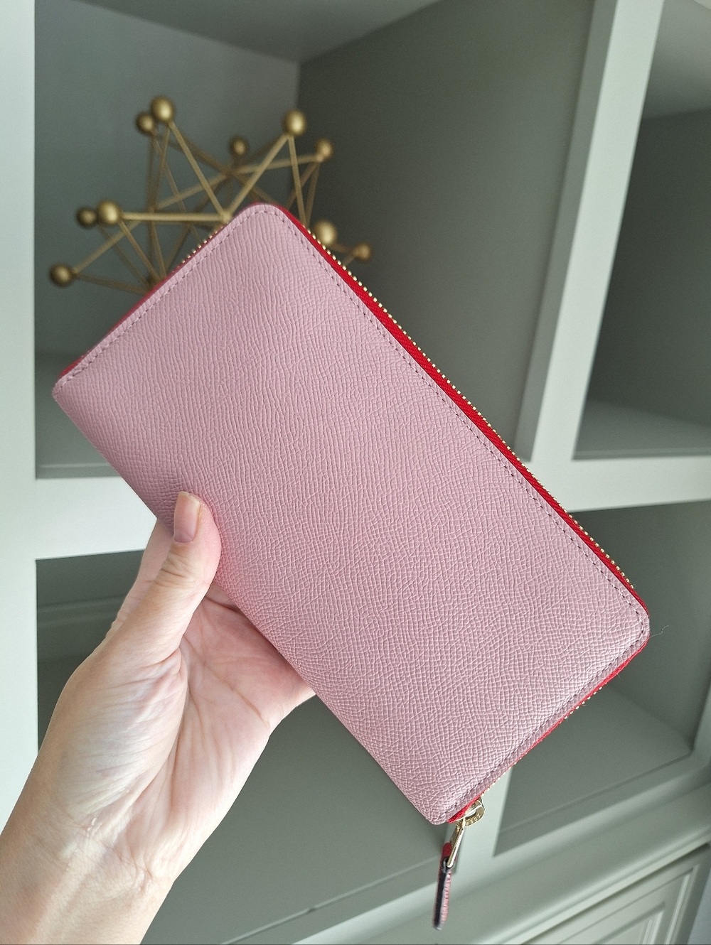 New COACH ACCORDION ZIP WALLET IN GEOMETRIC COLORBLOCK CROSSGRAIN LEATHER - Picture 5 of 7
